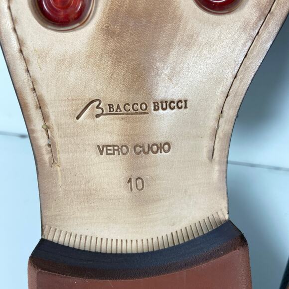 Bacco Bucci Made in Italy Black Perforated Leather Loafers Men's Size 10 - Picture 11 of 13